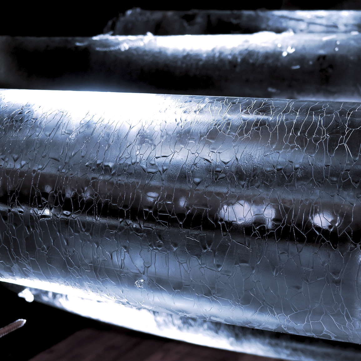 Eisschicht auf einem Wärmeübertragerrohr